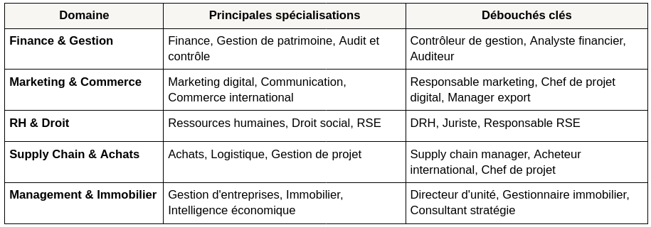 MBA à distance spécialisations